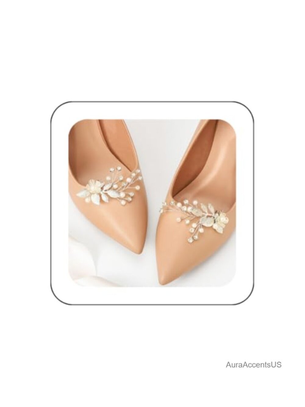 Silver Flower Pearl Rhinestone Shoe Clips for Pumps Women Clip On